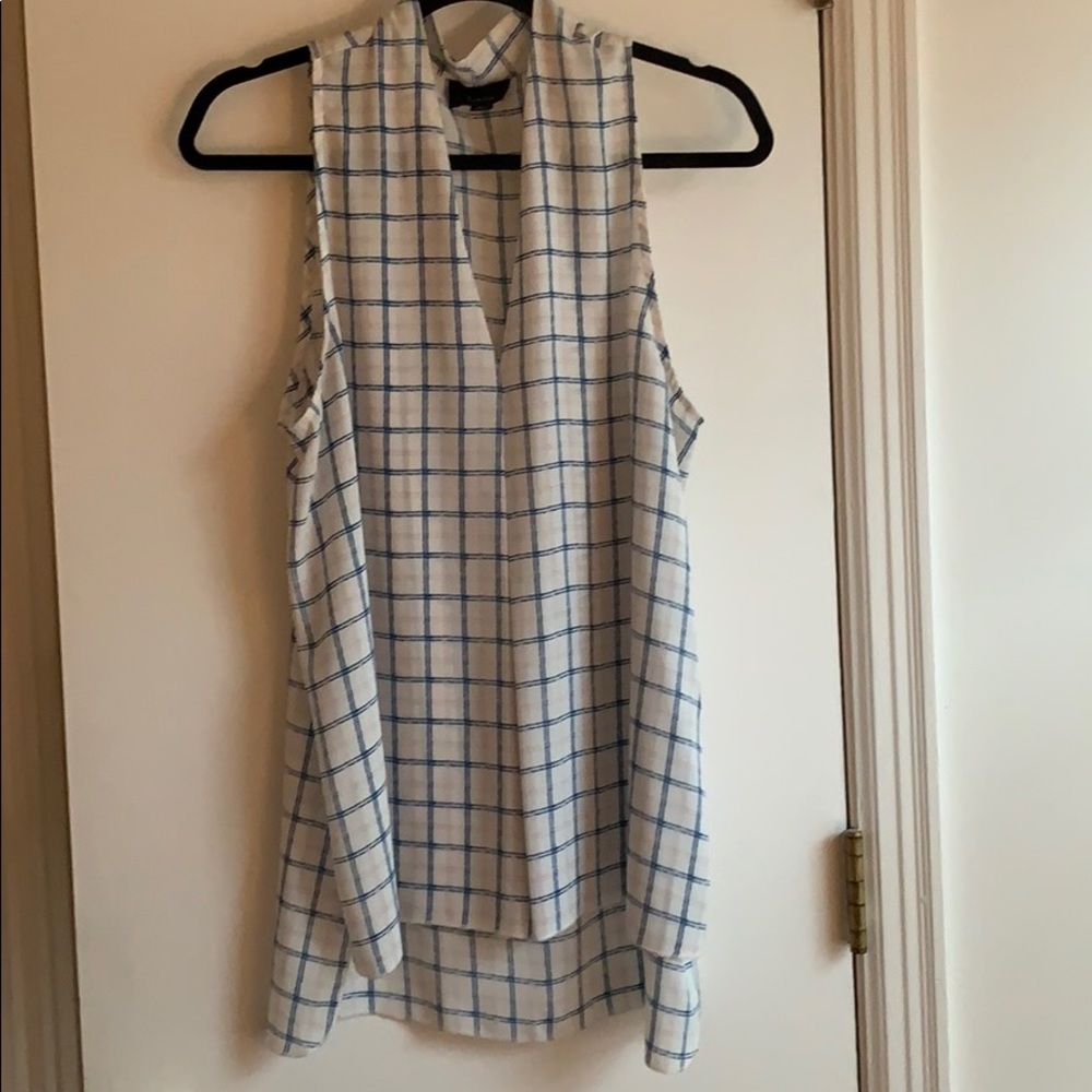 Checkered blue and pink blouse